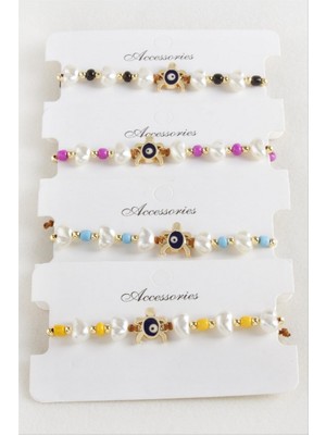 Zero Land Storozal Kaplumbağa Boncuk Inci Makrome Ip Bileklik - Yeşil