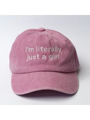 Nome Studio Nakışlı Pembe Şapka Yıkamalı Kumaşlı ve Literally Nakışlı Şapka Pamuklu Siperlikli Ayarlı Şapka