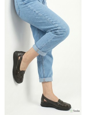 Forelli Kadın Düz Taban Ortopedik Şık Hakiki Deri Yumuşak Yazlık Ayakkabı F26Y/CM29430