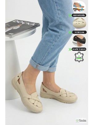 Forelli Kadın Düz Taban Ortopedik Şık Hakiki Deri Yumuşak Yazlık Ayakkabı F26Y/CM29430