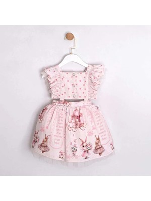 ministok Vindy Desenli Kız Çocuk Crop Elbise