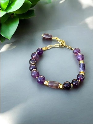 Bonicce Ametist Taşı Gerçek Doğal Taş Bileklik