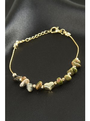 Zero Land Storozal Hint Akik Kırık Doğaltaş Bileklik - Yeşil