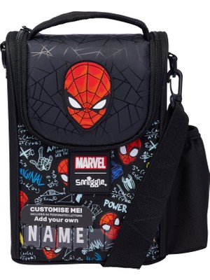 Smiggle Spider-Man Isimlikli Siyah Beslenme Çantası – Askılı, Yalıtımlı Lunchbox