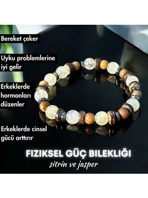 Bonicce Fiziksel Güç Bileklikği Sitrin ve Jasper Gerçek Doğal Taş Bileklik
