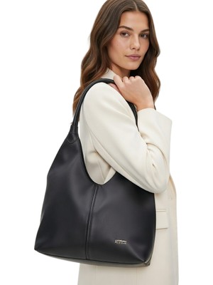 Çantachım Kadın Çantası Omuz Askılı Hobo Günlük Şık Tasarım Yumuşak Vegan Deri El & Kol Çantası Siyah