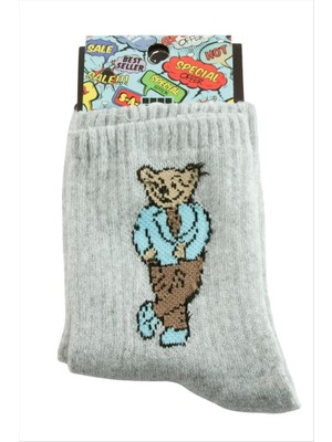 Zero Land Storozal Ayıcık Kolej Çorap 8*28 - Gri