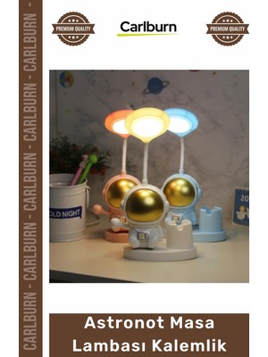 Carlburn #kalemlik Çocuk Odası Çalışma Masası Aydınlatma Düzen Kalemlik Astronot Masa Lambası Kalemlik
