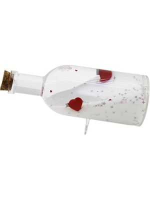 DS LLC Beyaz Su Kalp- Yıldız Yuvarlak Mika Şişe=yan Duruş Ayak Yüzen Batmayan Dekoratif Biblo Akvar