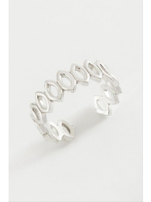 Zero Land Storozal Oval Zincir Desenli Metal Yüzük - Sarı