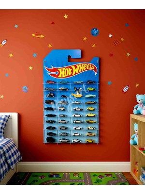 Hot Wheels Hotwheels Temalı 40 Arabalık Duvar Rafı Kartonet Gorunumlu 1/64 Araba Dekoratif Düzenleyici Stand