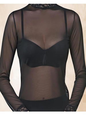 Belinay 1195 Kadın Uzun Kollu Komple Tül Body