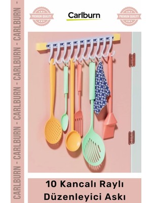 Carlburn #organizer Maksimum Düzen Pratik Raylı Depolama 10 Kancalı Raylı Mutfak Banyo Düzenleyici Askı