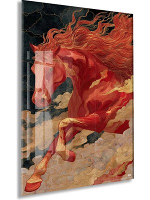 Generic “kızıl Rüzgâr” – Mitolojik At Figürlü Cam Tablo - PEONY068