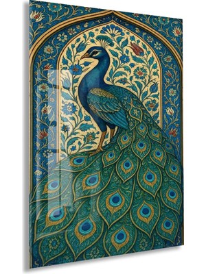 Generic “cennetin Gözcüsü” – Doğu Esintili Tavus Kuşu Cam Tablo - PEONY069