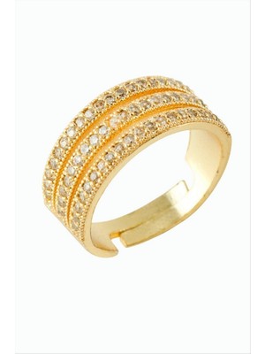 Zero Land Storozal 3 Sıra Taşlı Metal Yüzük - Sarı