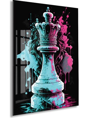 Generic Satranç Kralı Cam Tablo – Güç ve Strateji Temalı Modern Pop Art, Uv Baskılı Temperli Cam Duvar Tablosu - PEONY037