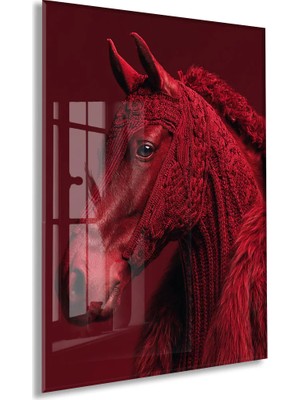Generic “ateşin Ruhu” – Kızıl At Figürlü Sanatsal Cam Tablo- PEONY063