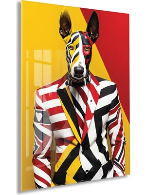 Generic Modern Pop Art Köpek Portresi Cam Tablo – Renkli ve Şık Sanatsal Uv Baskılı Temperli Cam Duvar Tablosu - PEONY012