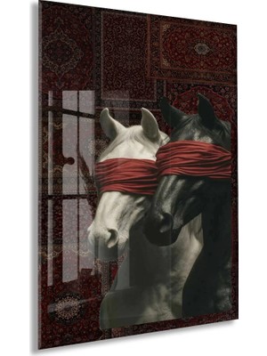 Generic “kontrol Altındaki Güç” – Sanatsal At Figürlü Dekoratif Cam Tablo - PEONY060