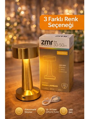ZMR Axıs Şarjlı Masa Lambası 4 Farklı Işık Rengi Seçeneği
