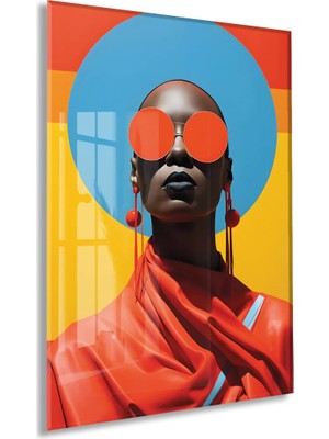 Generic Modern Pop Art Kadın Portresi Cam Tablo – Cesur Renkler ve Minimal Tasarım Duvar Sanatı - PEONY030