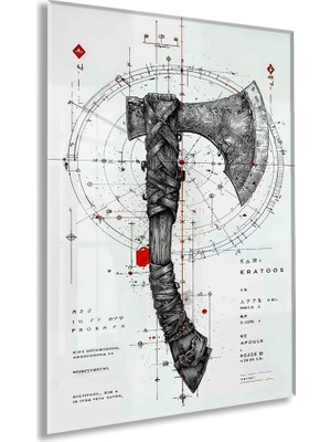 Generic “keskin Denge” – Geometrik ve Savaş Baltası Temalı Sanatsal Cam Tablo - PEONY061