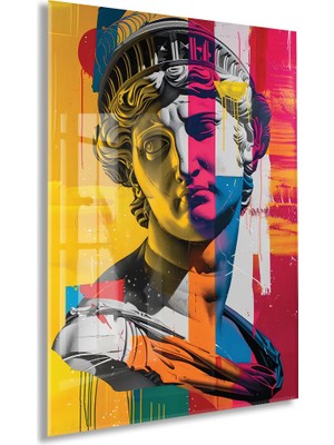 Generic Modern Pop Art Heykel Portre Cam Tablo – Renkli Sanat Temalı Uv Baskılı Temperli Cam Duvar Tablosu - PEONY010