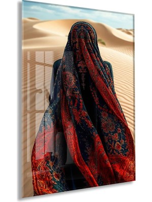 Generic “çölün Sessiz Tanığı” – Desenli Örtülü Kadın Figürü Cam Tablo - PEONY065
