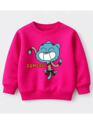 Efendioğlu Design Sweatshirt Tek Gumball Karakteri Baskılı Pamuklu 3 Iplik Şardonsuz Sweatshirt