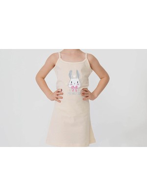 Vienetta Kız Çocuk Ip Askılı Tavşan Baskılı Gecelik