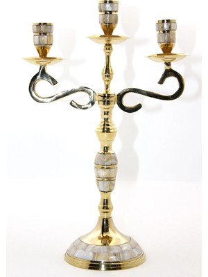 Hayat Store Pirinç Sedefli 3'lü Şamdan 18912