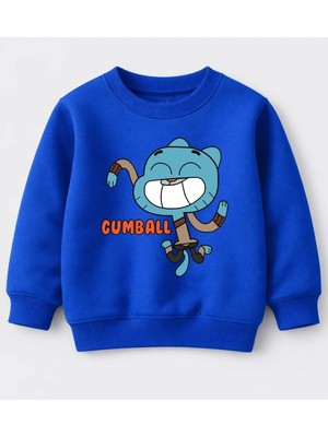 Efendioğlu Design Sweatshirt Tek Gumball Karakteri Baskılı Pamuklu 3 Iplik Şardonsuz Sweatshirt
