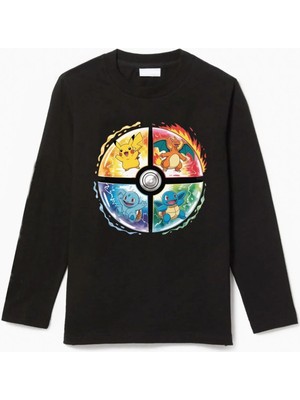 Efendioğlu Design Uzun Kollu 4 Karakterli Poketop Baskılı T-Shirt