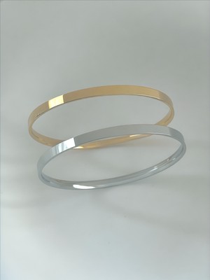 QA Quella Accessories Çelik Kalın Düz Ajda Çöp  Bilezik 14 Ayar Altın Kaplama Gümüş & Gold Bileklik Çap: 5,7 cm Çevresi: 19 cm - Gold