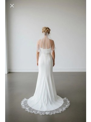 S&G Gelinlik Kısa Duvak Dalgalı