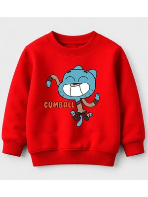 Efendioğlu Design Sweatshirt Tek Gumball Karakteri Baskılı Pamuklu 3 Iplik Şardonsuz Sweatshirt