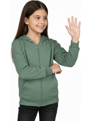 Baglan Kız Çocuk Fermuarlı Kapüşonlu Sweatshirt BGL-ST05276