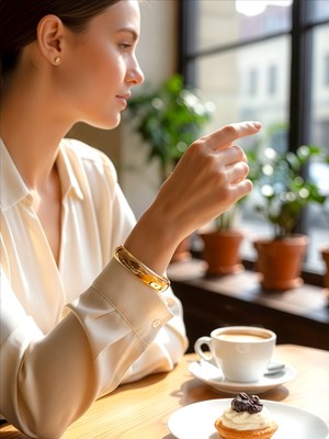 QA Quella Accessories Çelik Kuyum Işi Kalın Düz 14 Ayar Altın Kaplama Gold Kelepçe Bileklik
