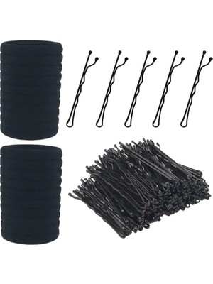 My Vintage Kadın Siyah Profesyonel Tel Toka Lastik Toka 50 Lastik 50 Tel Toka Toplam 100 Adet