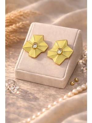 Jewelry Baget Taşlı Çiçek Küpe
