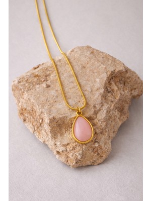 Stainless Steel Taşlı Vintage Gold Kolye