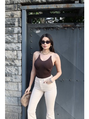 Kechi Woman Dalgıç Kumaş Şeffaf Askılı Bluz