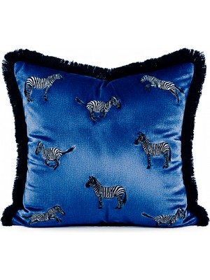 Ge Living Zebra Desenli Kadife Kırlent Kılıfı 45x45 cm – Modern Dekoratif Koltuk Yastık Kılıfı