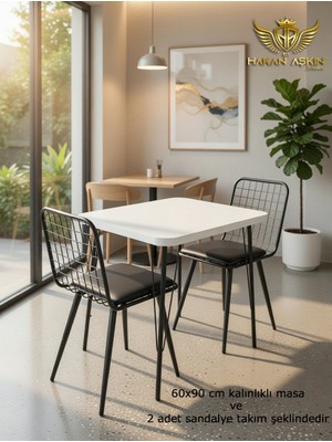 Masa Takımı 60X90 cm Masa ve 2 Adet Lux Borulu Sandalye Takım Lansman 2026