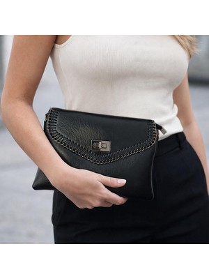 Kadın Omuz Çantası Zarf Model Zımbalı Tasarım