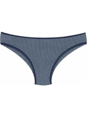 Zarvia Beyaz Puantiyeli Desenli Lacivert Slip Külot %95 Pamuk Rahat Esnek