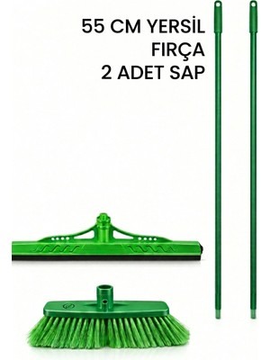 Primeaks 2’li Temizlik Fırçası + 55 cm Yersil Yer Çekpası Seti – Banyo Balkon Zemin Için