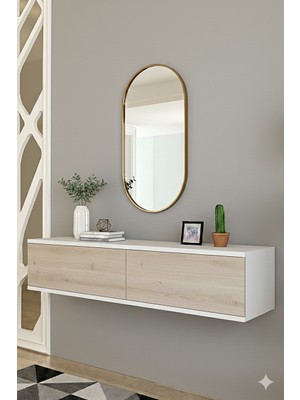 Yumedi Design DA1299BT - Didema Dresuar , Antre Hol Rafı, Duvara Montaj Tv Sehpası 120CM Beyaz-Traverten