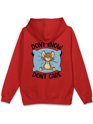 Overoz Tom ve Jerry  Sırt Baskılı Kapüşonlu Yarı Oversize Unisex Sweatshirt Kırmızı Hoodie 1381